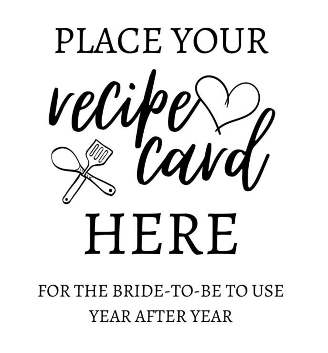 Recipe Card Table Sign W/ Recipe Cards INCLUDED, Bridal Shower ...