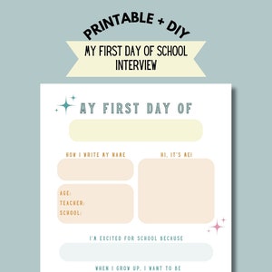 First Day of School Printable Interview | Kids Back to School Questionnaire Sign