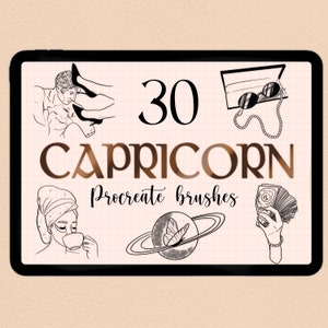 30 pinceaux de procréation esthétiques CAPRICORN + page de suivi quotidien gratuite (timbres pinceau de procréation pour débutants tenant un journal quotidien)