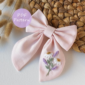 Patron PDF - Noeud pour cheveux - Fleurs sauvages - Patron de broderie et de couture avec des tutoriels YouTube