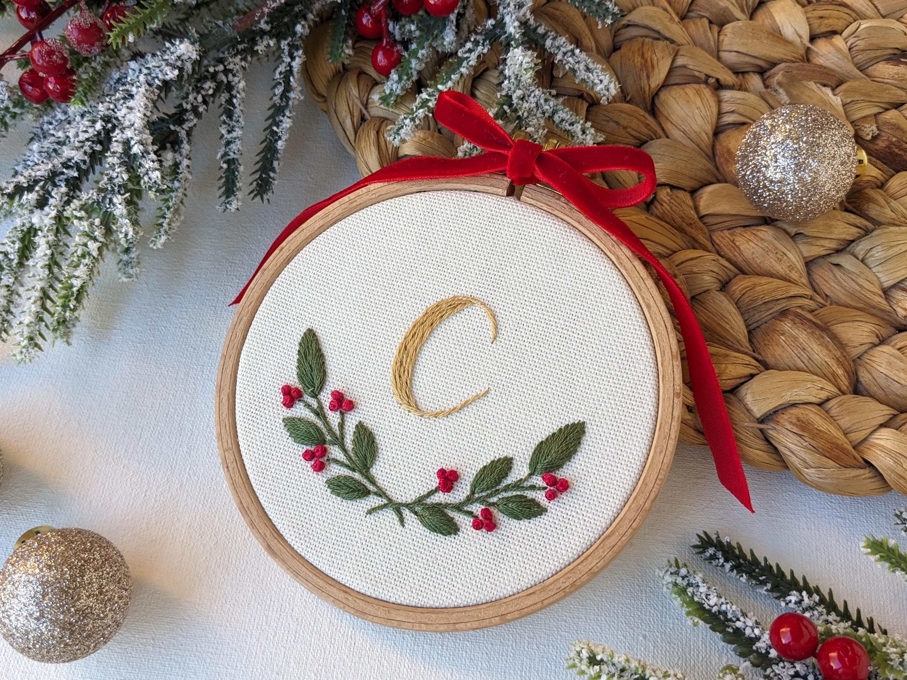 クリスマス用イニシャル刺繍パターン：4インチアルファベット