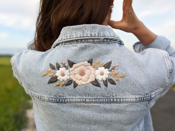 Patch Brodé Pivoine à Coudre - Déco Vêtements, Sacs, Jeans | Sourcemall - Bleu Foncé