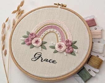PDF Pattern – Floral Rainbow – Custom Name - Personalized