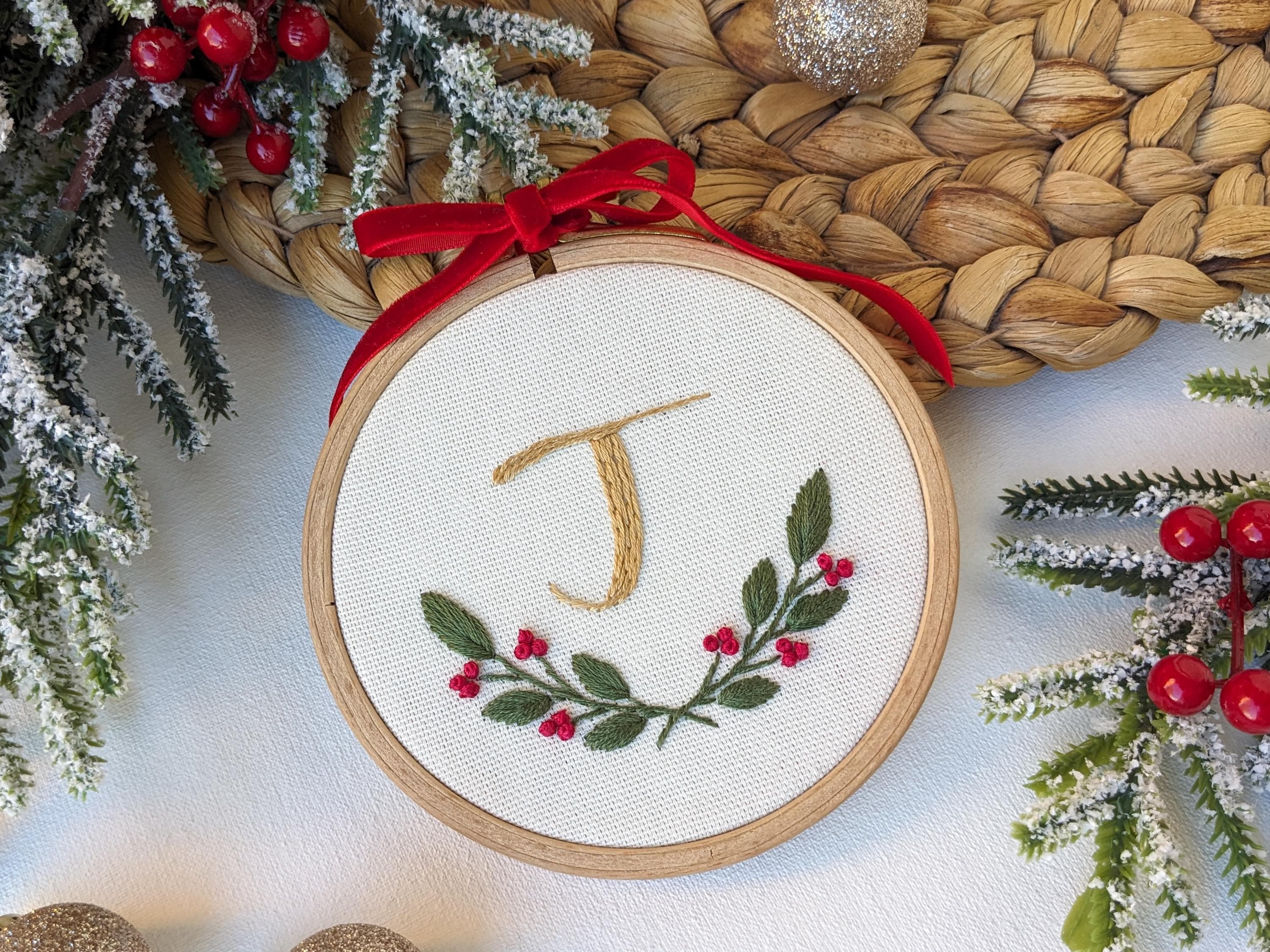 クリスマス用イニシャル刺繍パターン：4インチアルファベット