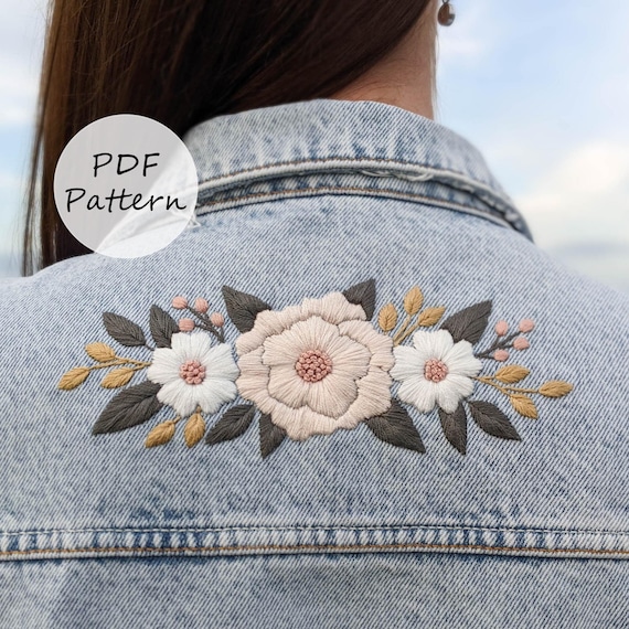 PDFパターン – 牡丹柄デニムジャケット – YouTubeチュートリアル付き