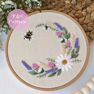 PDF Schnittmuster – Mittsommerkranz – Stickmuster 20 cm mit YouTube-Tutorials