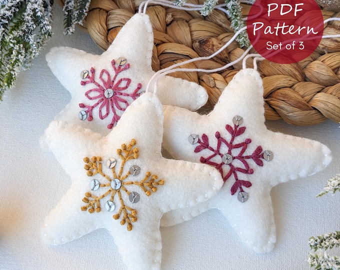 Christmas Star PDF Pattern Scandi and Folk Art Inspired Felt