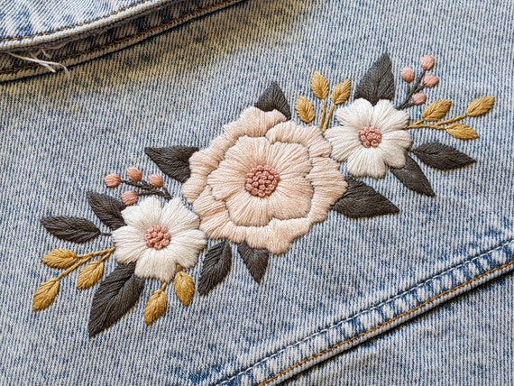 Patch Brodé Pivoine à Coudre - Déco Vêtements, Sacs, Jeans | Sourcemall - Bleu Foncé