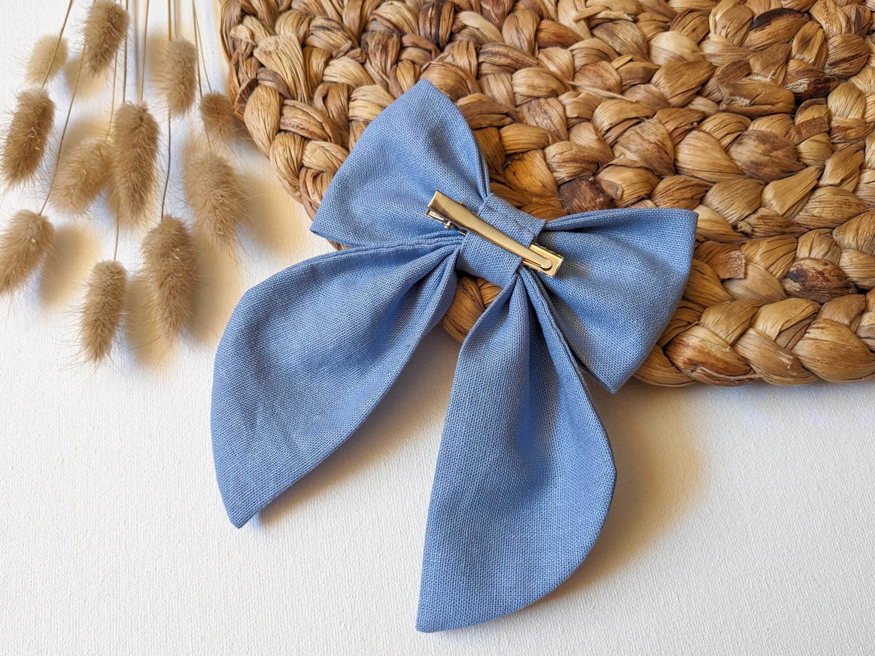 Sey of 2 Hand embroidery hair bow/ white bow