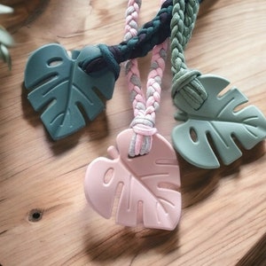 Fabric & silicone chewelry chew necklace sensory stim fidget Adhd Autism anxiety large leaf BACK IN STOCK