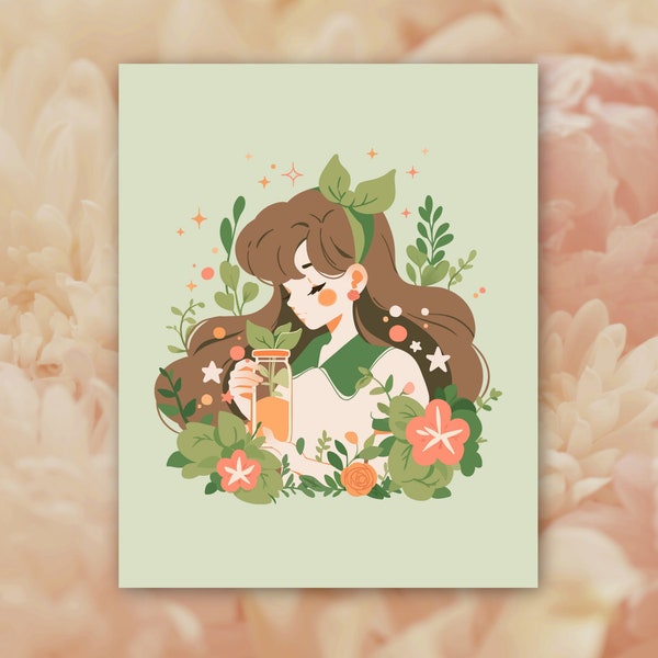 Nurturing Blooms: A Cute Sailor Jupiter Art Print