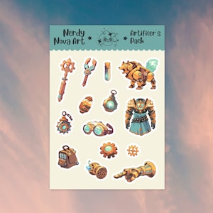 DnD Artificer&#39;s Pack Sticker Sheet - Planner en Journal Stickers geïnspireerd door Dungeons and Dragons