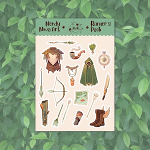 DnD Ranger&#39;s Pack Sticker Sheet - Planner and Journal Stickers inspired by Dungeons and Dragons