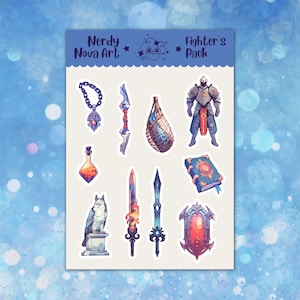 DnD Fighter&#39;s Pack Sticker Sheet - Planner en Journal Stickers geïnspireerd door Dungeons and Dragons