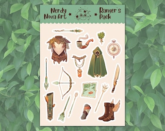 DnD Ranger's Pack Sticker Sheet - Planner and Journal Stickers inspired by Dungeons and Dragons