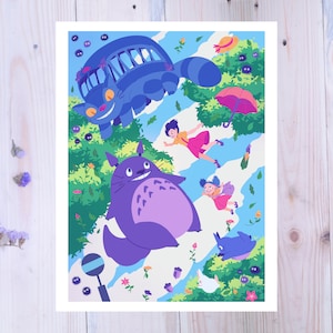 My Neighbor Totoro Sky Whirlwind Art Print - Cute and kawaii Ghibli Nerdy Gift
