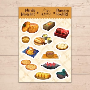 Foglio di adesivi Dungeon Food (B) - Adesivi per planner e diario di Dungeon Meshi o Delicious in Dungeon