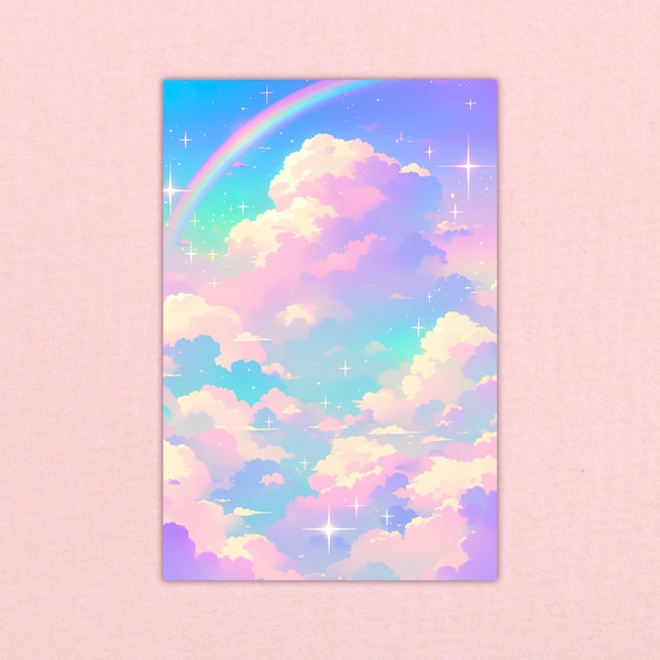 Dreamy Cloudscape: A Magical, Pastel Art Print