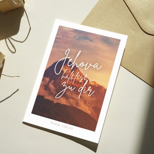 Postkarte "Hält fest zu dir" – Inspirierende JW Karte für Mut und Zuversicht