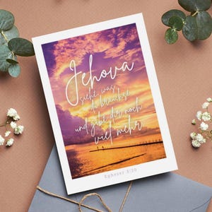 Postkarte "Gibt dir mehr" – JW Karte mit Sonnenaufgang und Epheser 3:20