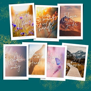 Postkarten-Set "Motiv+Spruch" – 7 kreative JW Karten - Postkarten-Paket -