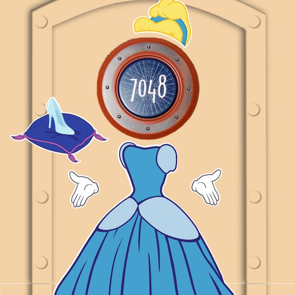 Disney Cruise Door Magnets Cinderella and her Glass Slipper Disney Princess Real Die Cut Magnets Stick right to door, not laminated paper