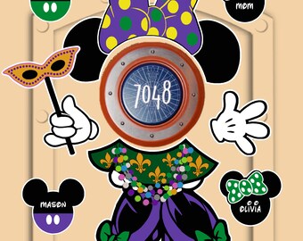 Disney Cruise Door Magnet Mardi Gras Minnie Mouse Real Die Cut Magnets Not Laminated Paper