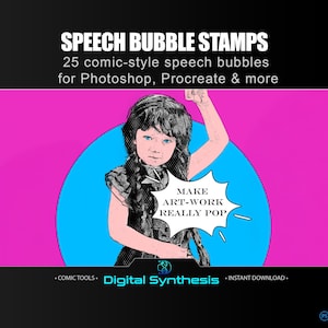 Speech Bubble Brush Stamps for Photoshop & Procreate  25 Comic and Meme Speech Bubbles  ABR Stamp Set for Captions, Comics and Photo Edits