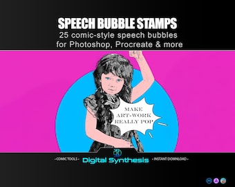 Speech Bubble Brush Stamps for Photoshop & Procreate  25 Comic and Meme Speech Bubbles  ABR Stamp Set for Captions, Comics and Photo Edits