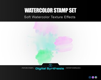 20 Watercolor Stamp Brushes for Photoshop – Grunge, Texture, Dynamic Effects, Transparency, Scatter & Jitter for Creative Digital Artwork