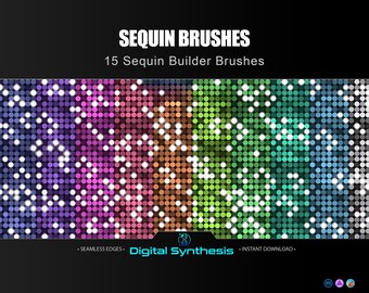 15 SEQUIN PHOTOSHOP Brushes, High‑Res Sparkle Textures, Color Palette & PSD Base for Glam Designs, Fashion Graphics, Digital Creations