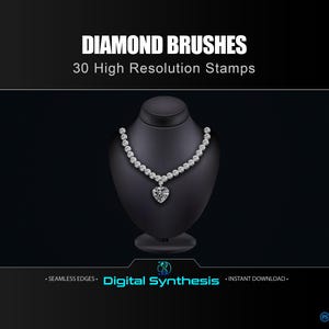 30 DIAMOND BRUSH Stamps for Photoshop • High‑Res Gemstone Effects, Sparkle Accents, Gradient Overlays, Variants for Fantasy & Digital Art