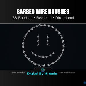 38 Barbed Wire Brushes for Photoshop • Realistic, Directional, Curve‑Optimized Wire Effects for Borders, Posters & Digital Art