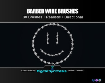 38 Barbed Wire Brushes for Photoshop • Realistic, Directional, Curve‑Optimized Wire Effects for Borders, Posters & Digital Art