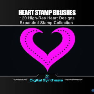 120 Heart Stamp Brushes for Photoshop – Volume 3 High‑Res Love & Valentine Designs – Procreate Compatible – Commercial Use Included