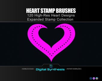 120 Heart Stamp Brushes for Photoshop – Volume 3 High‑Res Love & Valentine Designs – Procreate Compatible – Commercial Use Included