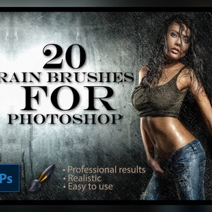 RAIN BRUSH TOOLS, for Photoshop, seamless brushes, realistic, create overlays, edit photos, speed up your workflow, import into procreate,