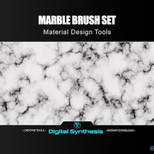 20 marmorpenslar för Photoshop, Procreate och Affinity • Sömlösa realistiska marmortexturverktyg för design, illustration, webb och trycksaker