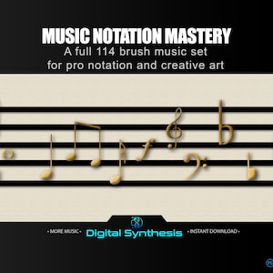 114 Music Notation Brushes for Photoshop  Notes, Rests, Clefs, Dynamics, Ornaments, Symbols  Procreate & Affinity Compatible ABR Set