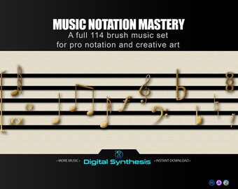 114 Music Notation Brushes for Photoshop  Notes, Rests, Clefs, Dynamics, Ornaments, Symbols  Procreate & Affinity Compatible ABR Set