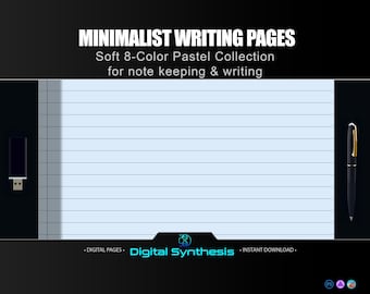 Minimalist Pastel Lined Paper - Soft 8‑Color Writing Pages for Journal, Notes, Planners, Printable Letter‑Size Stationery, Digital Download