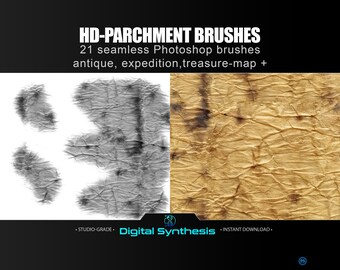 HD Parchment Texture Brushes for Photoshop – 21 Seamless Ancient Texture Brushes, Antique Paper Effects, Archivist & Mapmaking Brush Pack