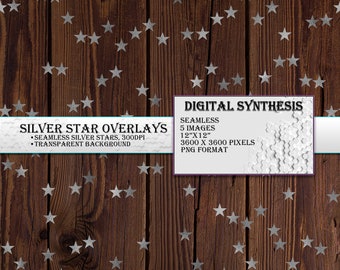 SILVER STAR OVERLAYS, seamless, 300dpi, transparent backgrounds