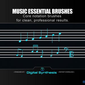 21 Music Notation Brushes for Photoshop  Staff, Notes, Clefs, Rests, Symbols for Sheet Music, Design, Clipart, Tattoo, Digital Art