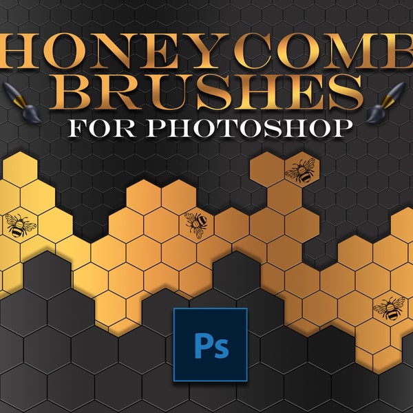 HONEYCOMB BRUSHES, tools for Photoshop, 21 elegant and easy to use hexagon brushes. Bring your creations to life with this unique set!