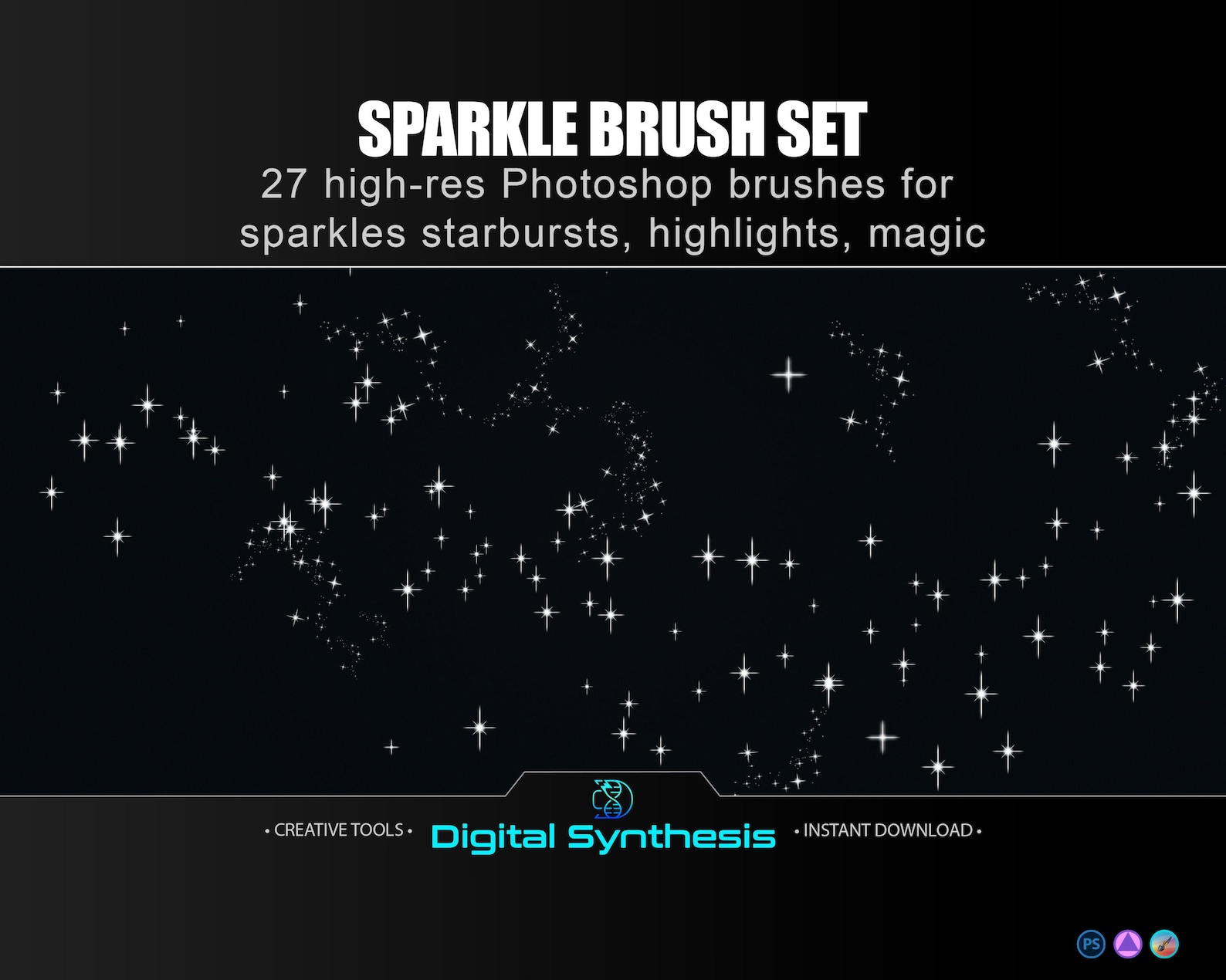 Sparkle Brush Pack for Photoshop – 27 High‑res Starburst and Scatter ...