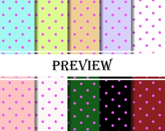 POLKA DIGITAL PAPER, purple polka dots, printable, digital downloads, geometric, circle, personal & commercial use