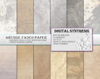 GRUNGE DIGITAL PAPER, liniert, verblasst, erfassen Sie Ihre eigene Chronik mit diesem digitalen Journalpapier & Druck von zu Hause aus