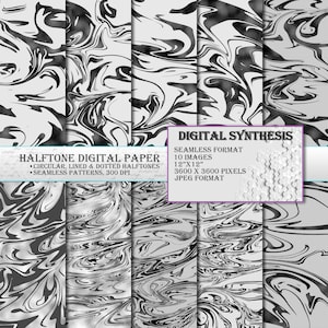 HALFTONE DIGITAL PAPER, seamless pattern, dotted & lined halftones, use with design tools and other assets for mock up, transfer to products