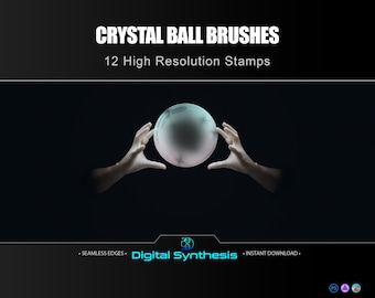 CRYSTAL BALL Brush Stamps for Procreate & Photoshop • 12 High‑Res Fantasy Glow Brushes